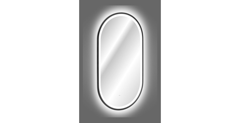 Spiegel Badezimmer LED schwarz oval 90x50 cm Design
