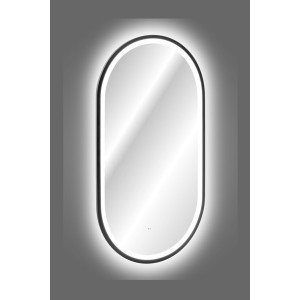 Spiegel Badezimmer LED schwarz oval 90x50 cm Design