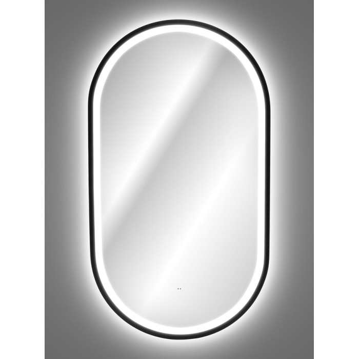 Espejo de baño LED negro ovalado 90x50 cm diseño