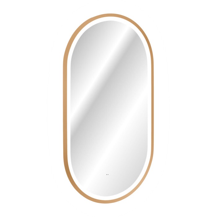 Espejo de baño LED dorado ovalado 90x50 cm diseño