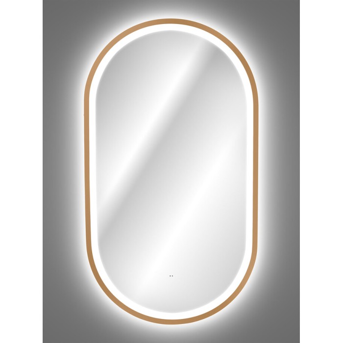 Espejo de baño LED dorado ovalado 90x50 cm diseño