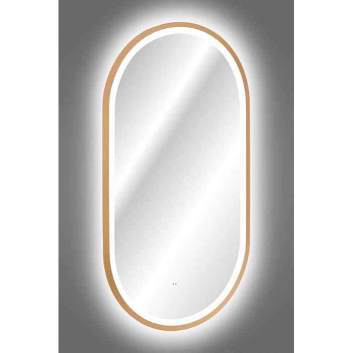 Espejo de baño LED dorado ovalado 90x50 cm diseño
