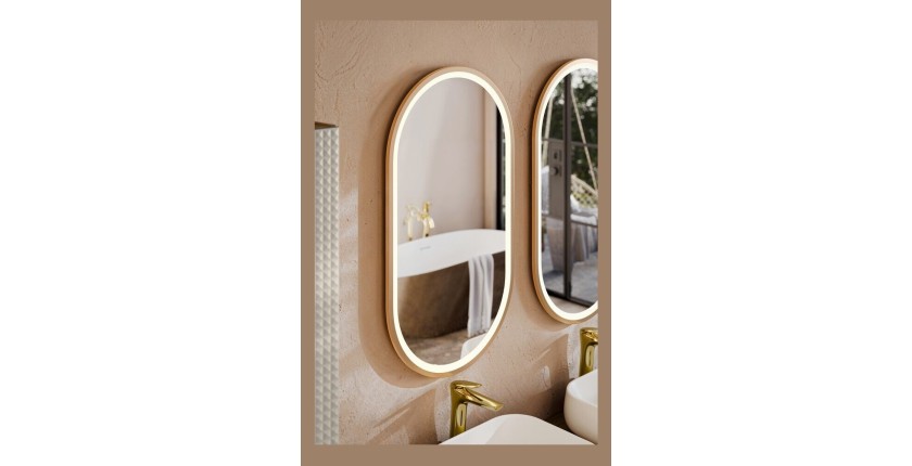 Spiegel Badezimmer LED gold oval 90x50 cm Design