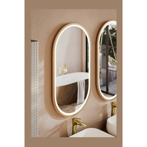 Spiegel Badezimmer LED gold oval 90x50 cm Design