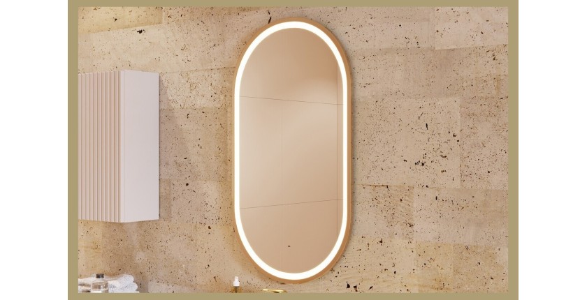 Spiegel Badezimmer LED gold oval 90x50 cm Design