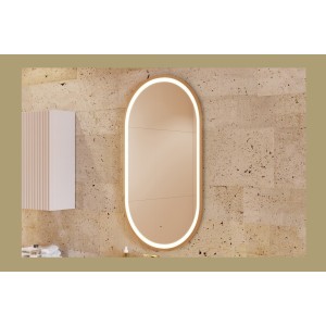 Spiegel Badezimmer LED gold oval 90x50 cm Design