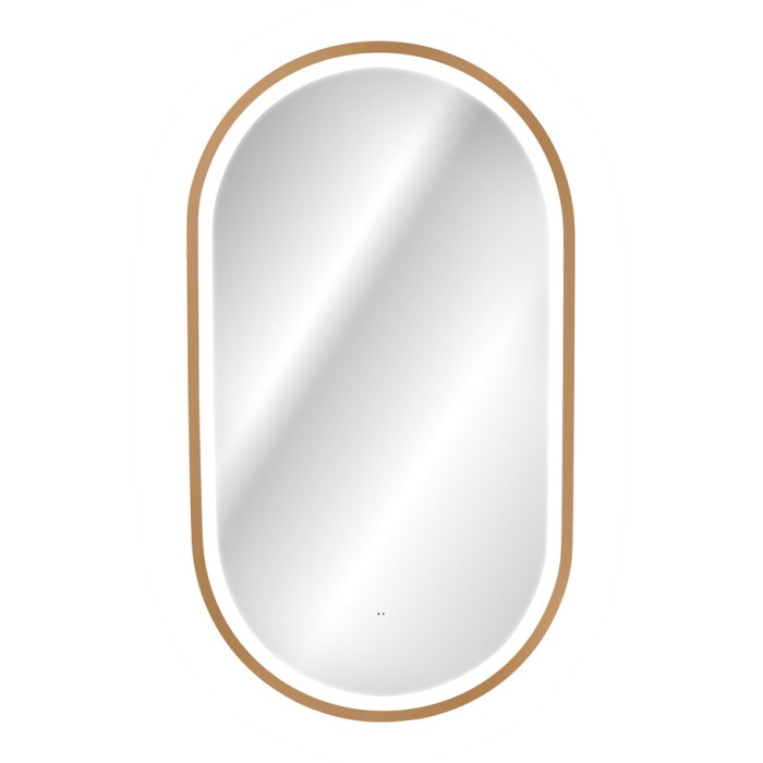 Espejo de baño LED dorado ovalado 90x50 cm diseño
