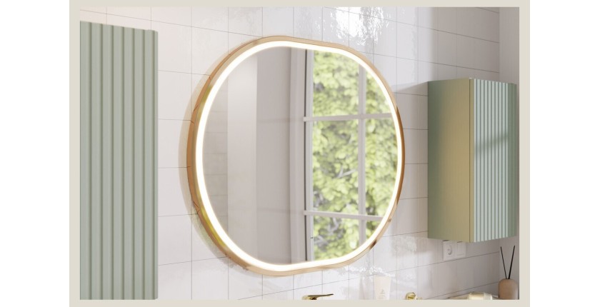 Spiegel Badezimmer LED golden oval 90x70 cm Design