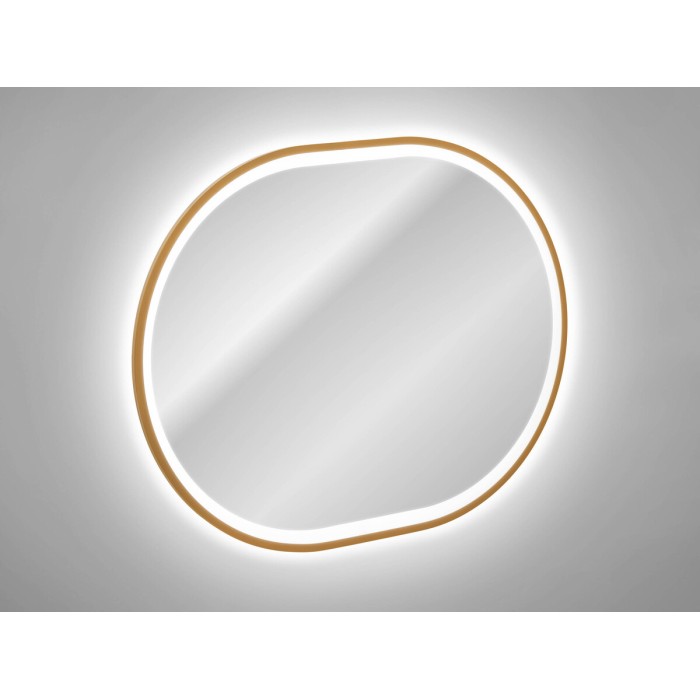 Espejo de baño LED dorado ovalado 90x70 cm diseño