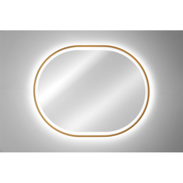 Espejo de baño LED dorado ovalado 90x70 cm diseño