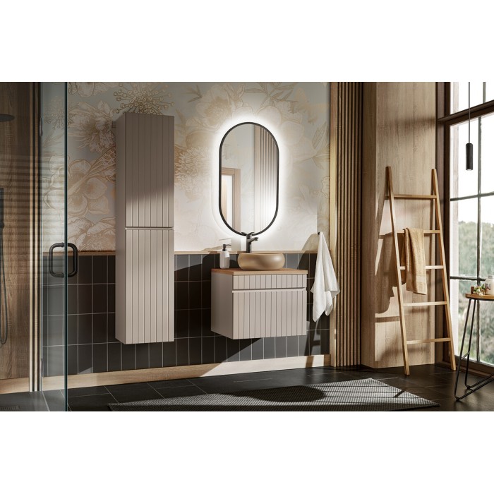 Espejo de baño LED negro ovalado 90x50 cm ultrafino