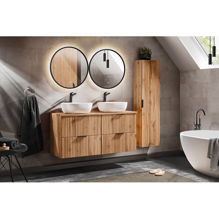 Espejo de baño LED redondo negro 60x60 cm diseño