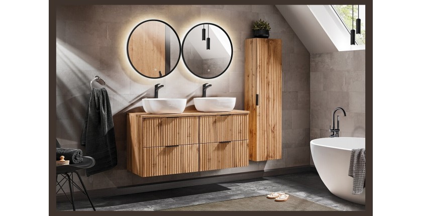 Spiegel Badezimmer LED rund schwarz 80x80 cm Design