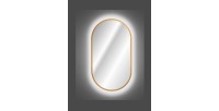 LED-Badezimmerspiegel in Gold, oval, 90x50 cm, ultradünn