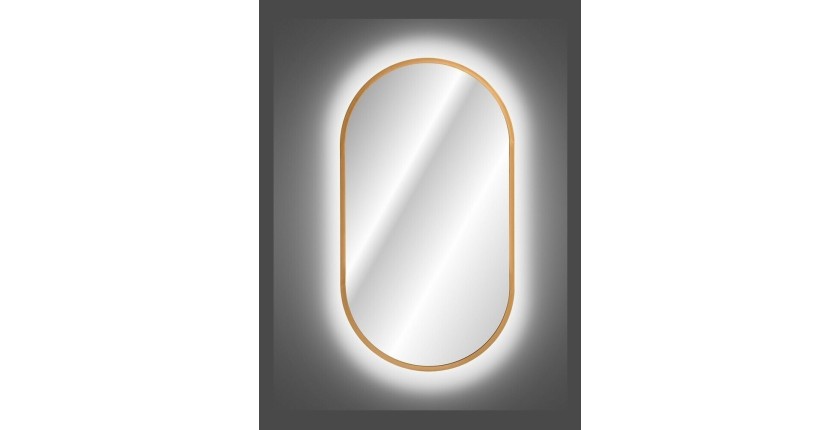 LED-Badezimmerspiegel in Gold, oval, 90x50 cm, ultradünn