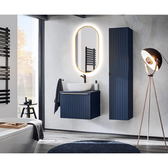 Espejo de baño LED dorado ovalado 90x50 cm ultra fino