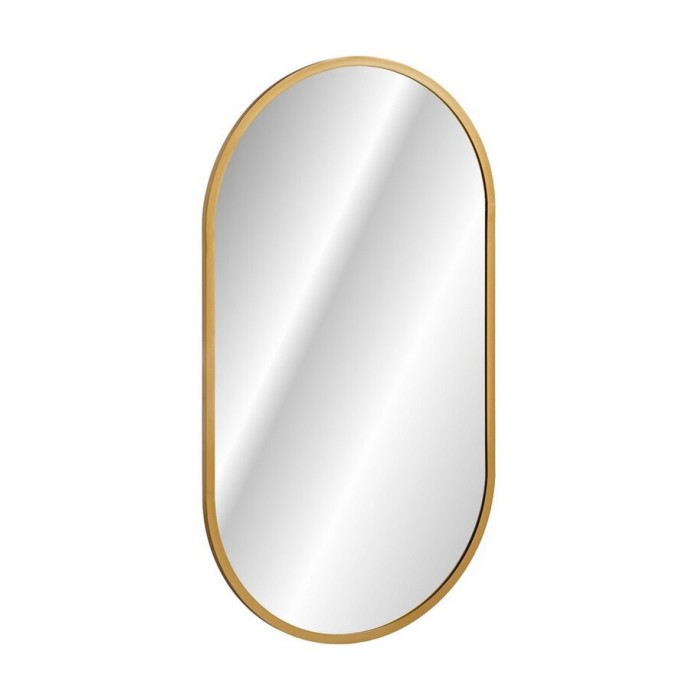 Espejo de baño LED dorado ovalado 90x50 cm ultra fino