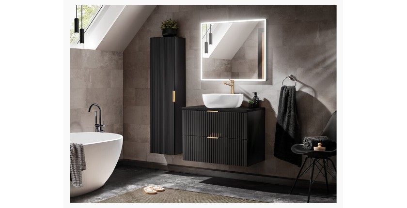 Spiegel Badezimmer LED rechteckig Graphit 83x68 cm Design