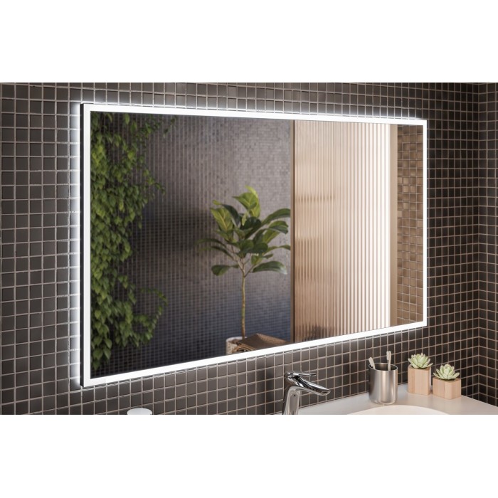 Specchio da bagno rettangolare grafite 123x68 cm design