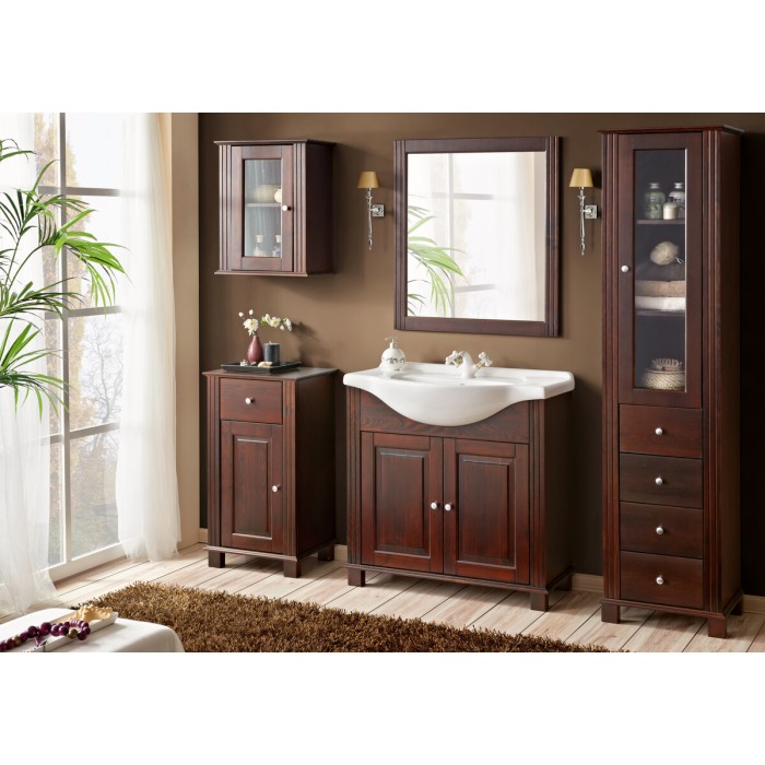 Specchio da bagno rettangolare in legno 80x73 cm stile naturale