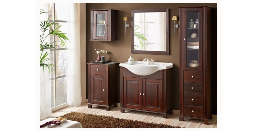 Rechteckiger Badezimmerspiegel aus Holz 80x73 cm im natürlichen Stil