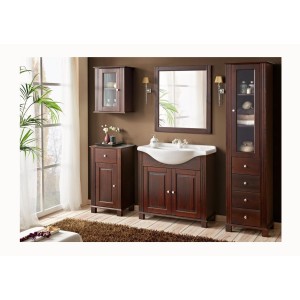 Rechteckiger Badezimmerspiegel aus Holz 80x73 cm im natürlichen Stil