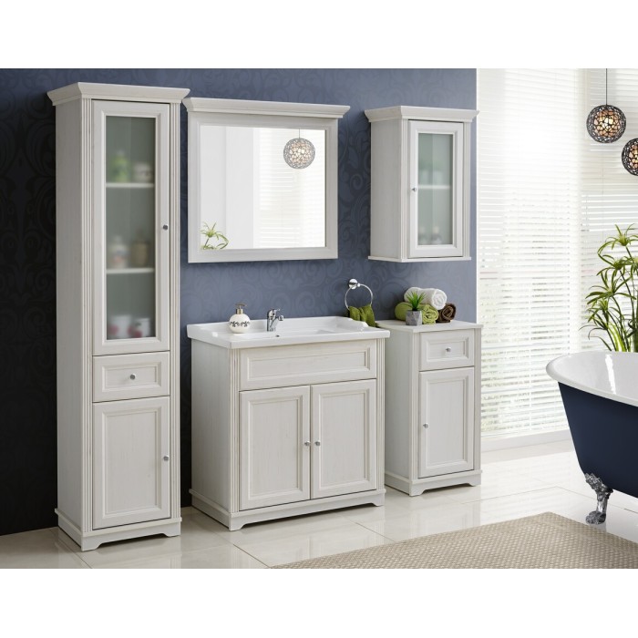 Espejo para baño blanco 76x76 cm marco grueso 11 cm diseño