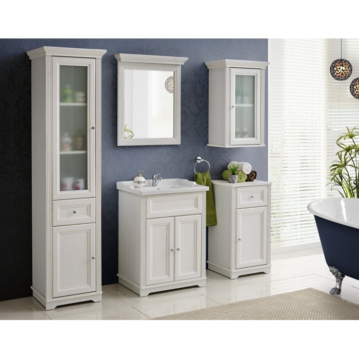 Espejo para baño blanco 76x65 cm marco grueso 11 cm diseño