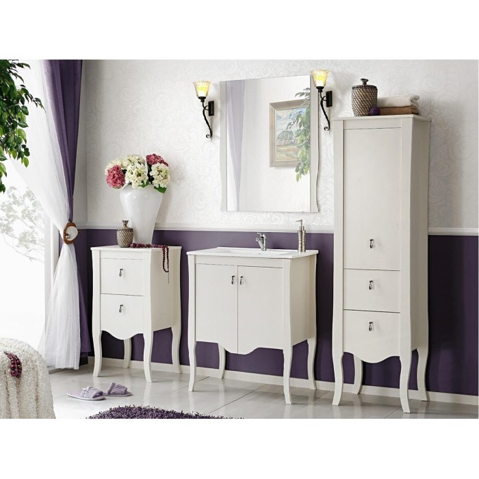 Espejo para baño blanco rectangular 80x60 cm con marco delgado de diseño