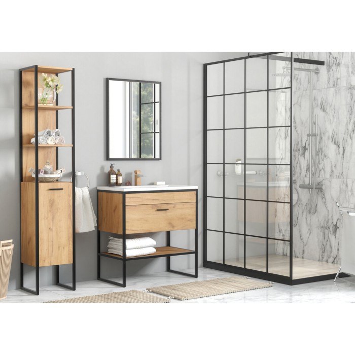 Specchio da bagno nero opaco rettangolare 75x60 cm design