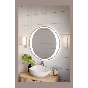 Miroir salle de bain LED rond 80 cm rétroéclairage blanc design