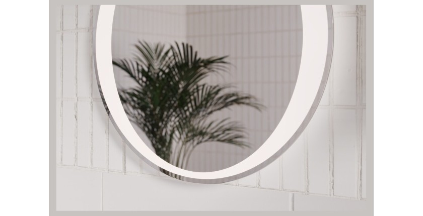 Miroir salle de bain LED rond 60 cm rétroéclairage blanc design