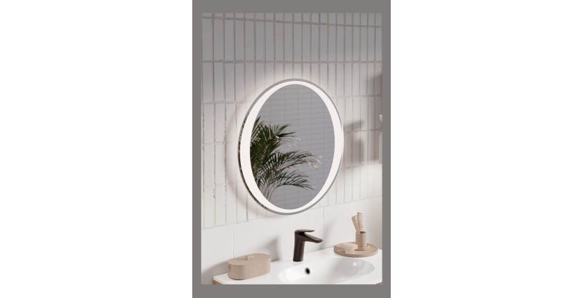 Miroir salle de bain LED rond 60 cm rétroéclairage blanc design