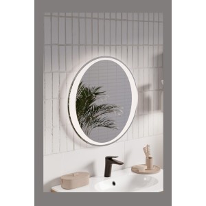 Miroir salle de bain LED rond 60 cm rétroéclairage blanc design