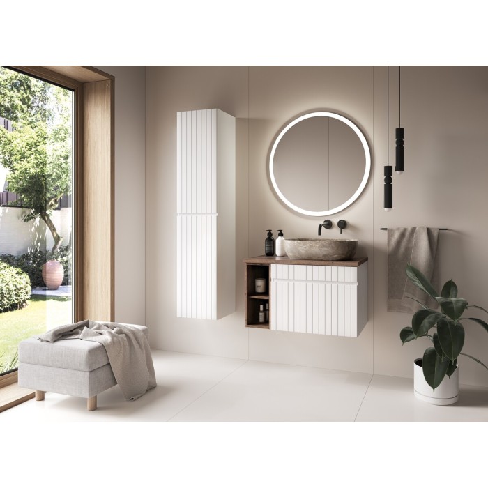 Specchio da bagno LED rotondo 80 cm senza cornice design