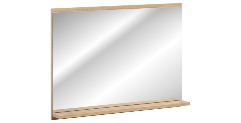 Miroir salle de bain VANO 80 cm rectangulaire – miroir avec tablette chêne pratique et design