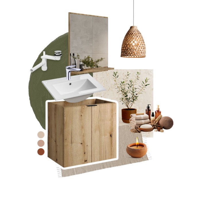 Specchio da bagno rettangolare 80x57 cm con bordo contenitore