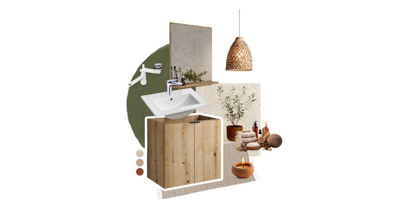 Miroir salle de bain VANO 80 cm rectangulaire – miroir avec tablette chêne pratique et design