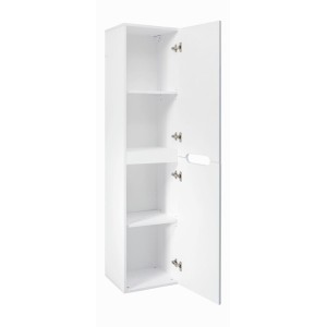 Set FIDJI: Waschtischunterschrank 80cm + Waschtischplatte + Füße + asymmetrisches Aufsatzwaschbecken + Hochschrank + Spiegel + L
