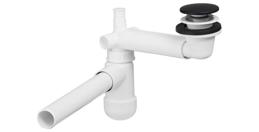 Kurzer Raumsparsiphon mit schwarzer Matt-Click-Clack-Ablaufgarnitur