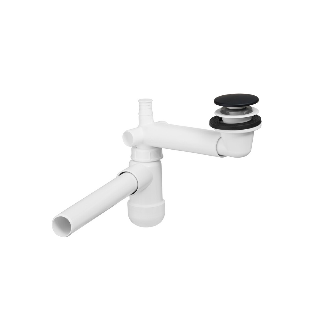 Siphon court gain de place avec bonde clic clac noir mat