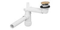 Siphon court gain de place avec bonde clic clac doré