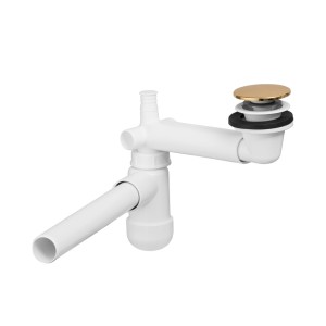 Siphon court gain de place avec bonde clic clac doré
