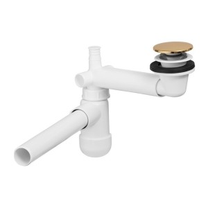 Siphon court gain de place avec bonde clic clac doré