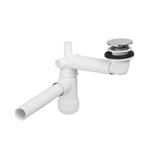 Siphon court gain de place avec bonde clic clac chromé