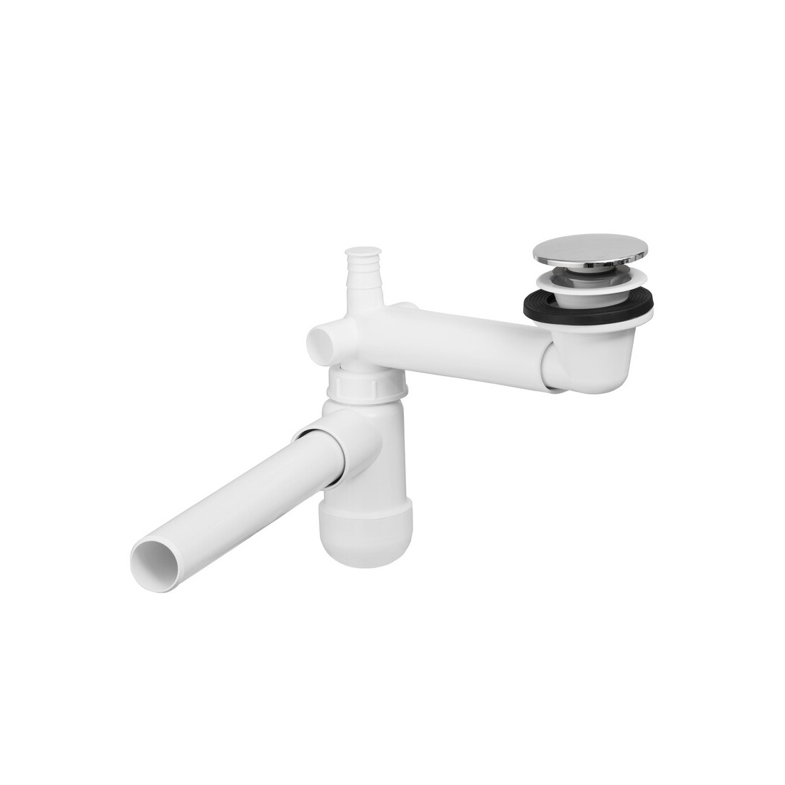 Siphon court gain de place avec bonde clic clac chromé