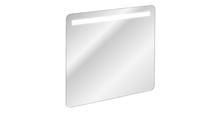 Set FIDJI: Waschbeckenunterschrank 80cm + eingebautes weißes Waschbecken + Siphon + Säule + LED-Spiegel + Füße