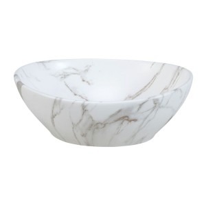 Badezimmer-Set FIDJI: Waschtischunterschrank 60 cm + Platte für Waschbecken + asymmetrisches ovales Aufsatzwaschbecken + Füße