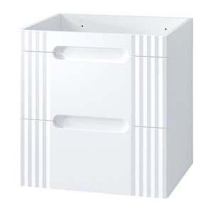 Badezimmer-Set FIDJI: Waschtischunterschrank 60 cm + Platte für Waschbecken + asymmetrisches ovales Aufsatzwaschbecken + Füße