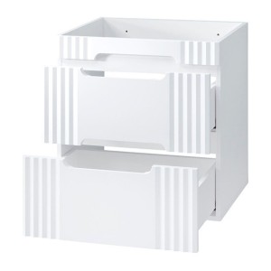 Set FIDJI: Waschbeckenunterschrank 60cm + Einbauwaschbecken weiß + Siphon + Spiegel + LED + Hochschrank